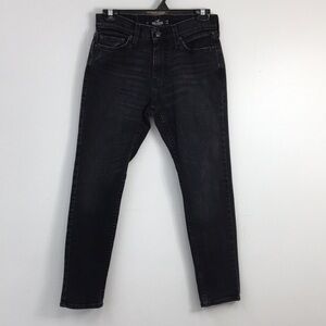 Hollister Mens Skinny Epic Flex Black Denim Jeans Size 26x28 EXCELLENT Condition